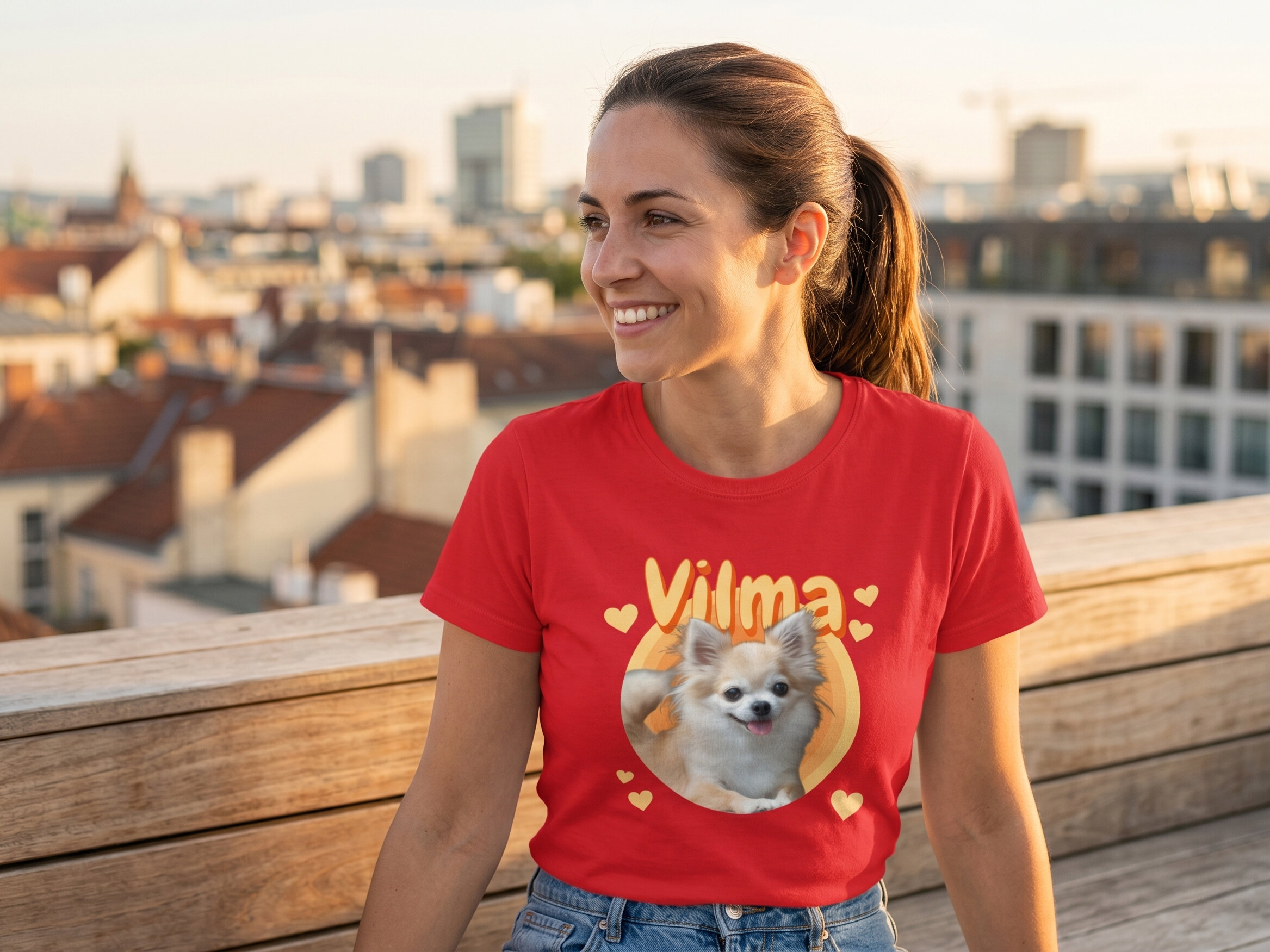 T-shirt med Foto - Retrodesign Hund