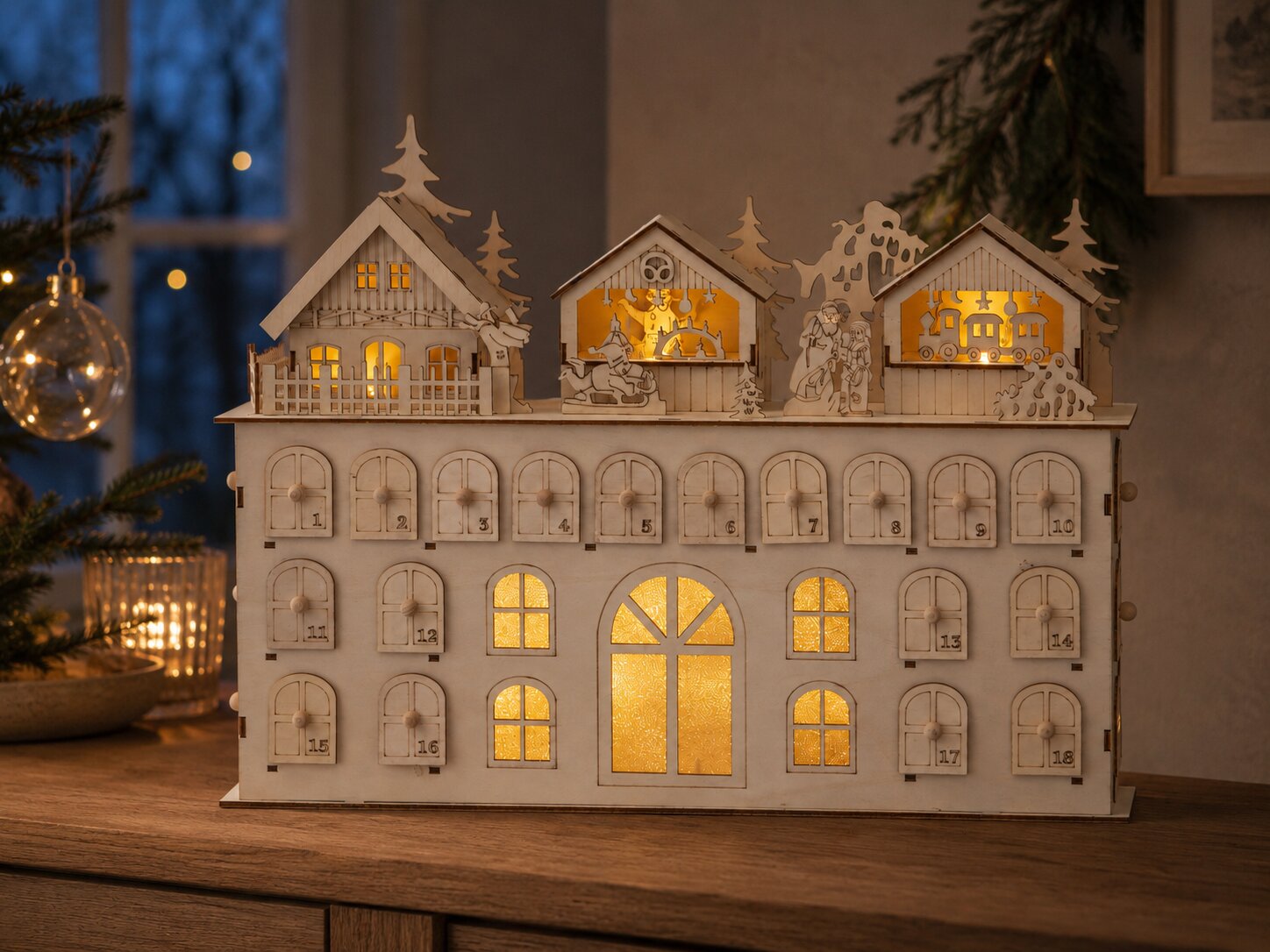 Julekalender i tre med belysning