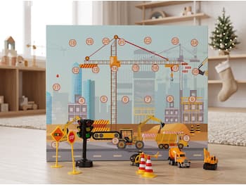 Adventskalender mit Baufahrzeugen