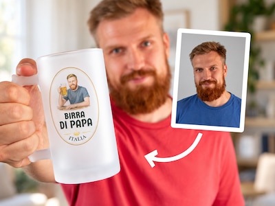 Frostat ölglas med eget foto - Öldesign