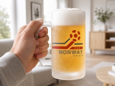 Frostet ølglas med eget design - Fodbold-VM