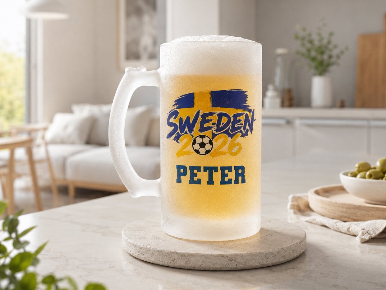 Frostet ølglas med eget design - Fodbold-VM