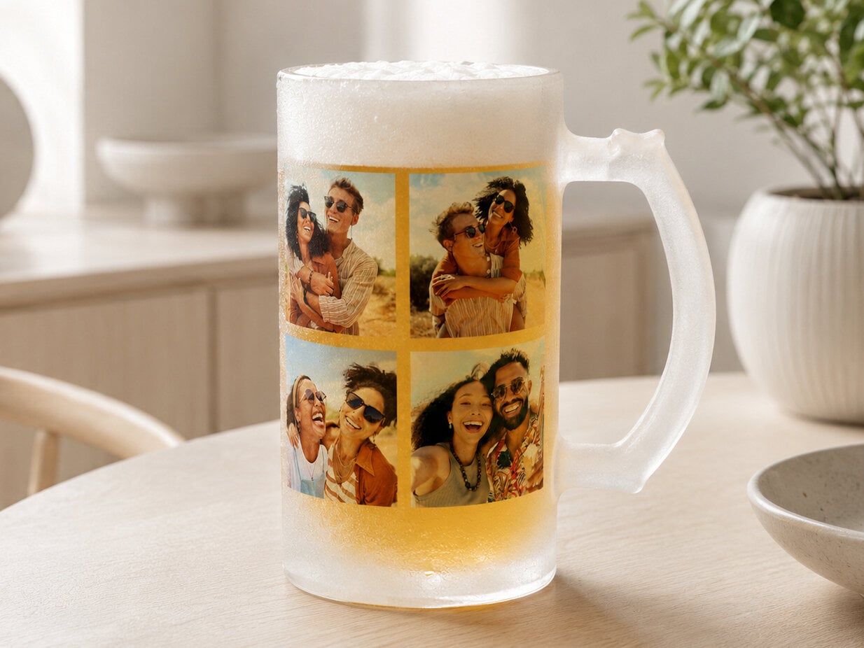 Frostet ølglas med eget foto