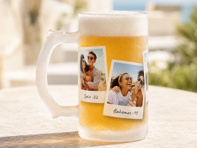 Frostet ølglas med eget foto