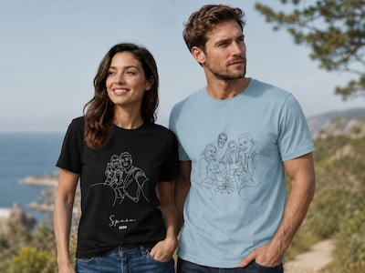 Premium T-Shirt mit Line Art