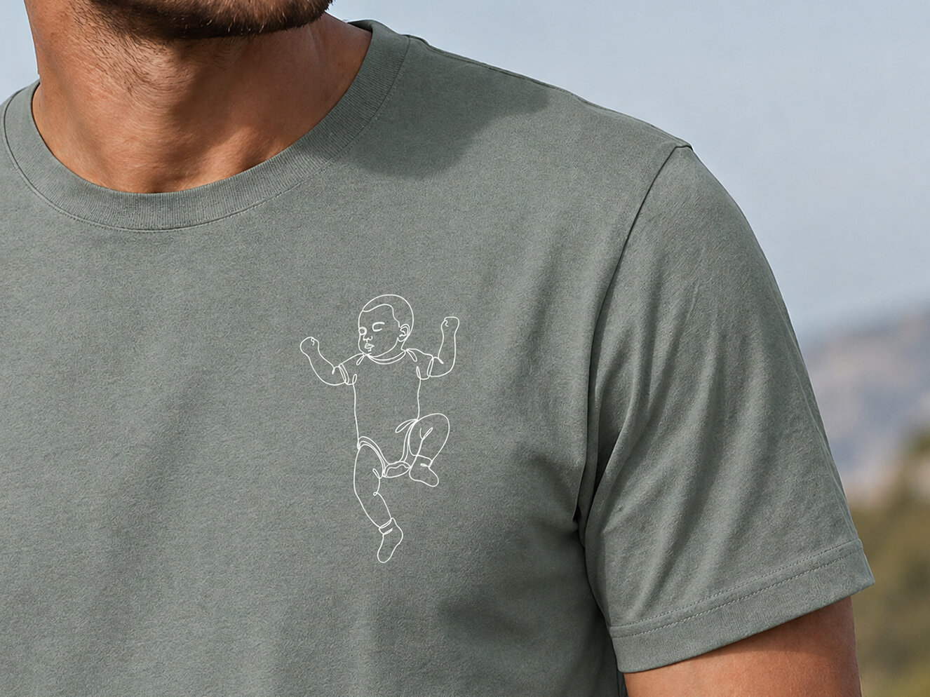 Premium T-Shirt mit Line Art