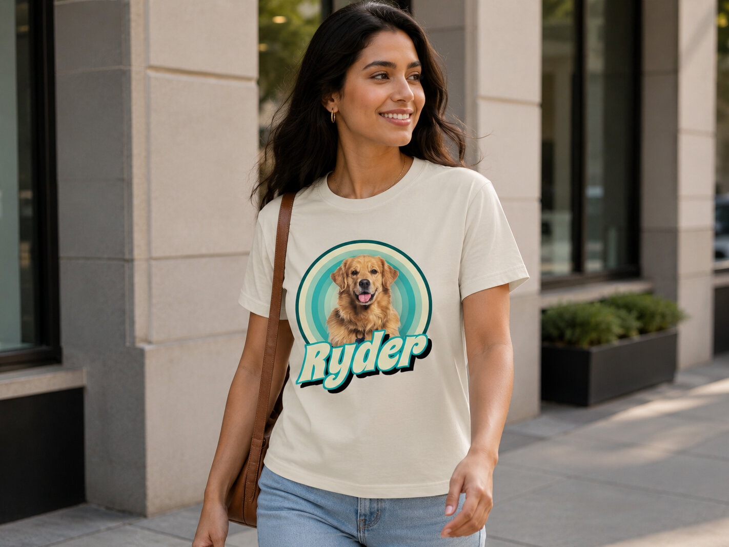 Premium T-shirt med foto - Retrodesign husdjur