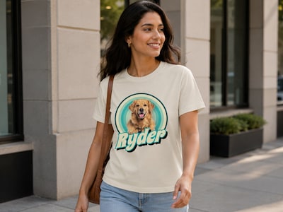 Premium T-shirt med foto - Retrodesign husdjur