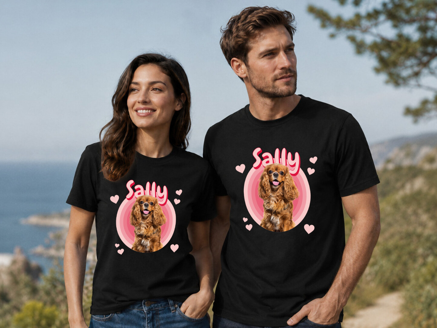 Premium T-shirt med foto - Retrodesign husdjur