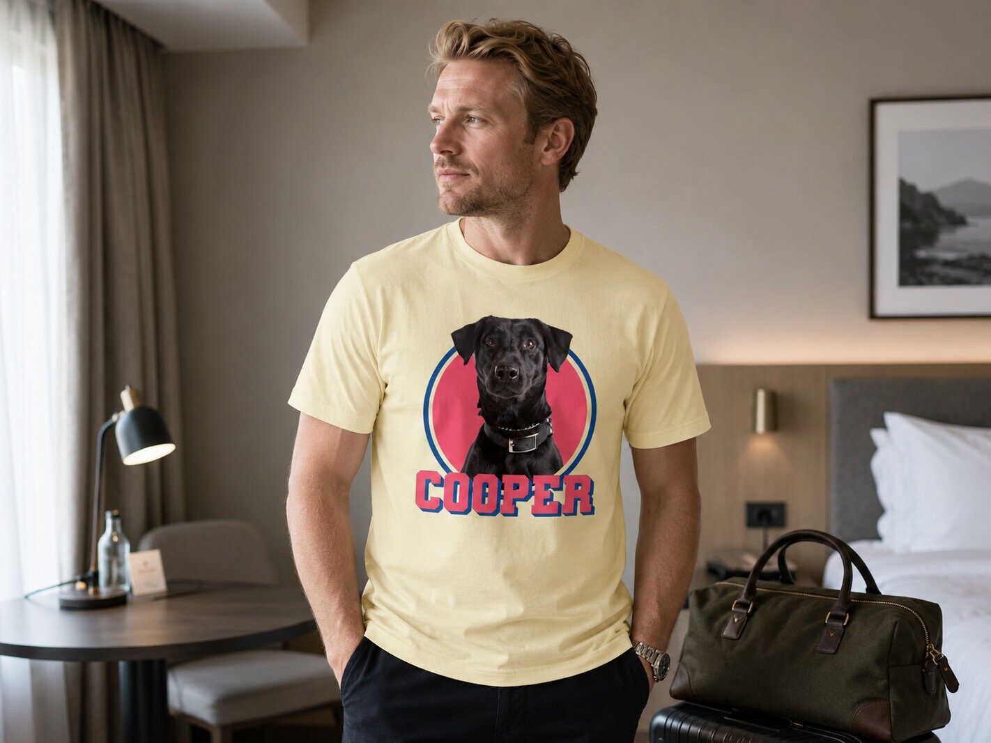 Premium T-shirt med foto - Retrodesign husdjur