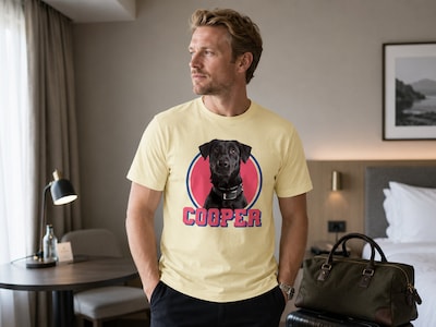 Premium T-shirt med foto - Retrodesign husdjur