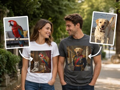 Premium T-shirt med foto - Kongeligt dyreportræt