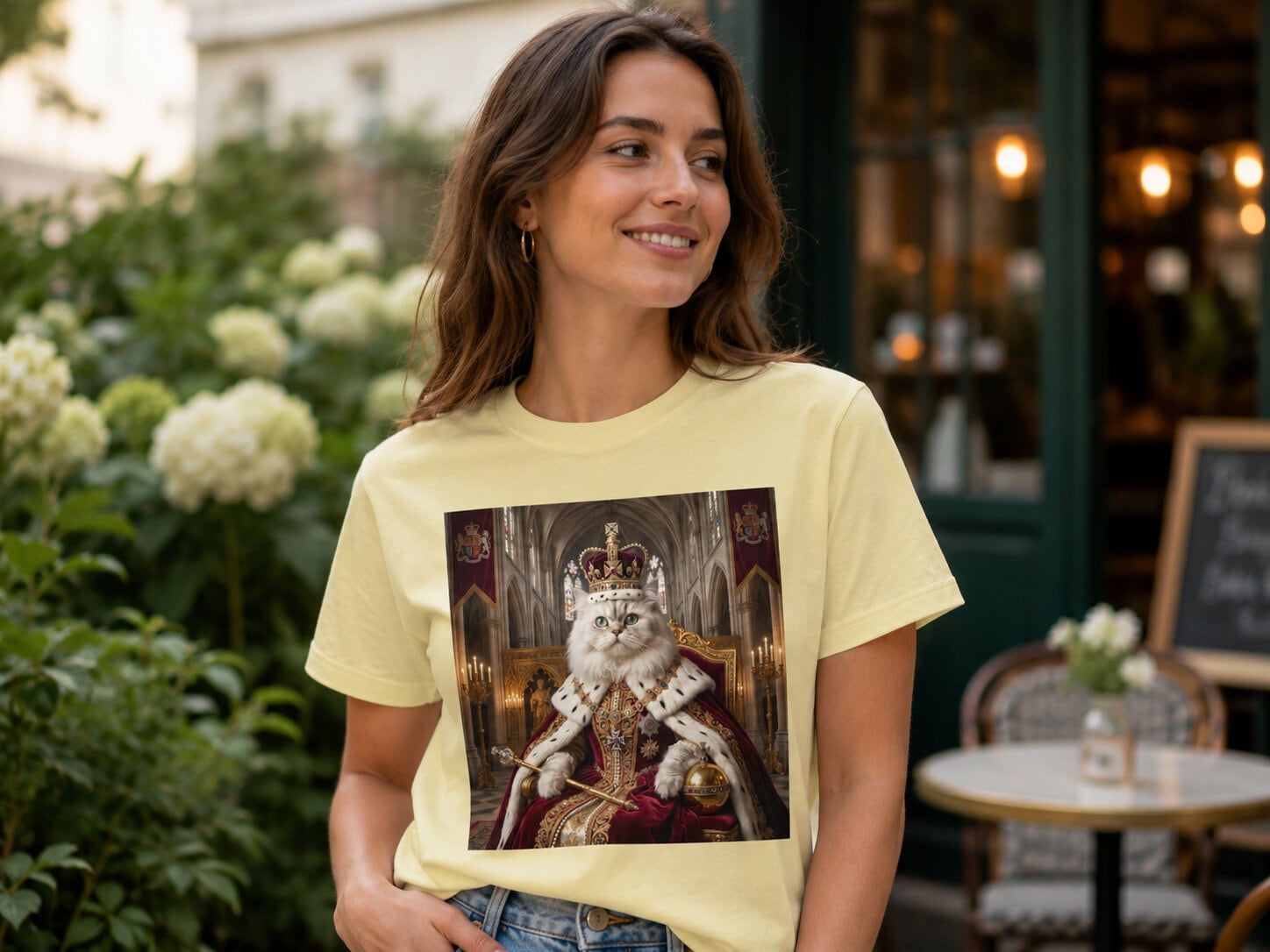Premium T-shirt med foto - Kungligt djurporträtt