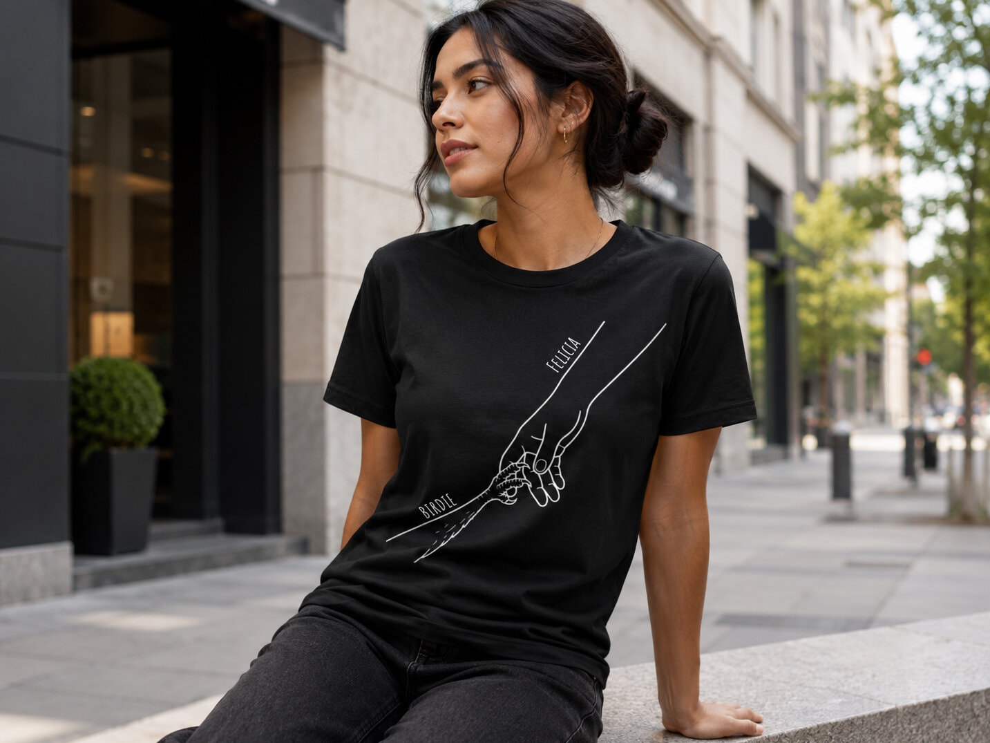 Premium T-shirt med egen text - Tass i hand