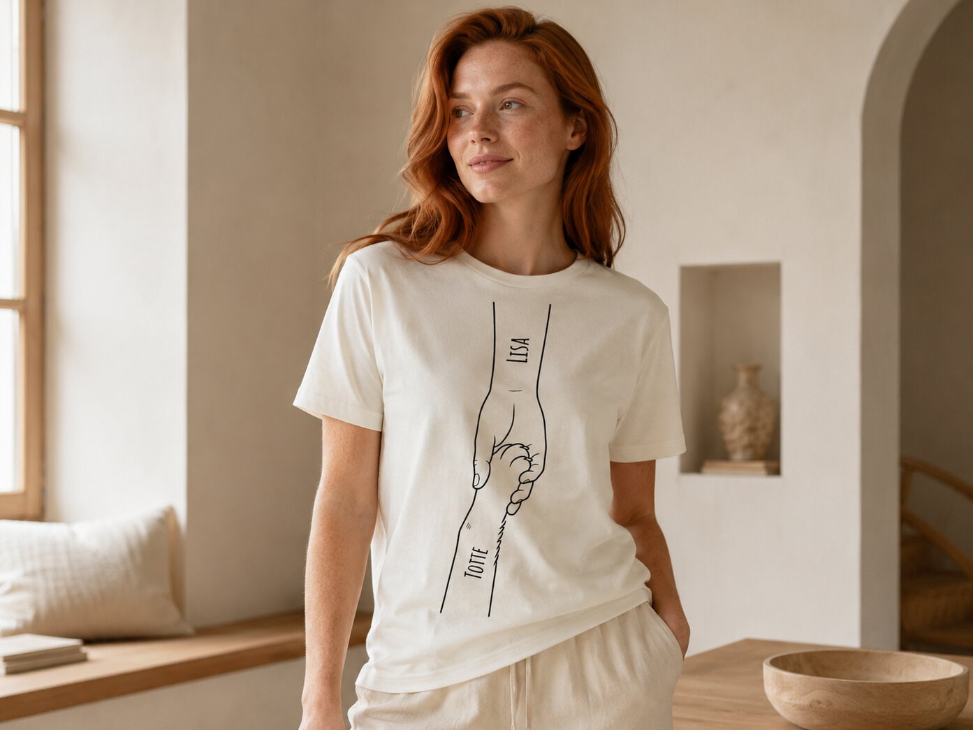 Premium T-shirt med egen text - Tass i hand