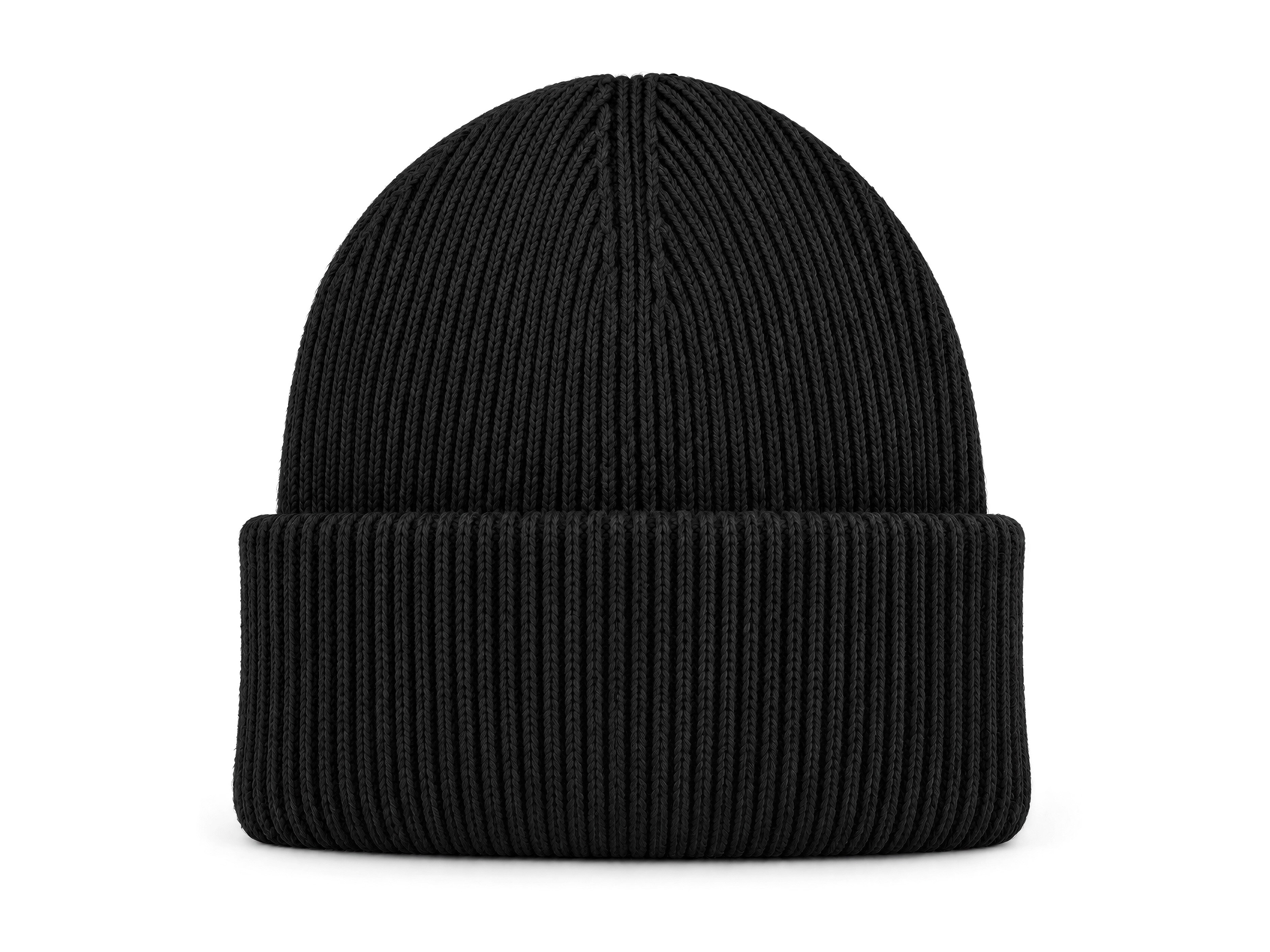 Ribbineulottu pipo omalla tekstillä