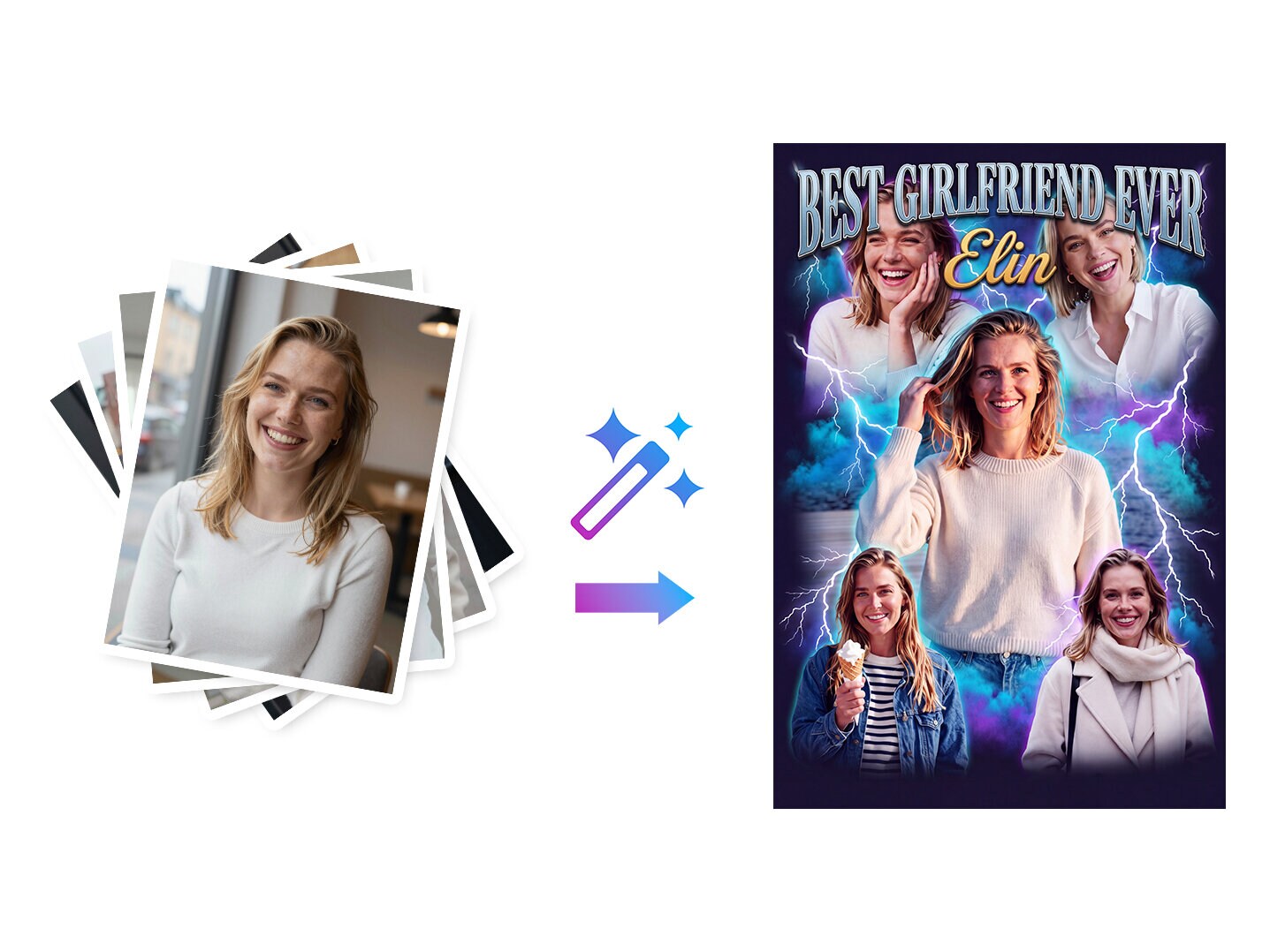 Personalisiertes T-Shirt mit Fotocollage - 90s Design
