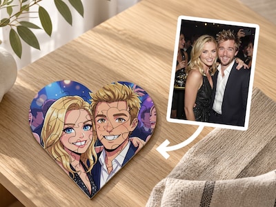 Herzförmiges Fotopuzzle aus Holz – Kunststil nach Wahl