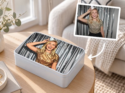 Rechteckige Aufbewahrungsbox aus Metall – Eigenes Foto in frei wählbarem Kunststil