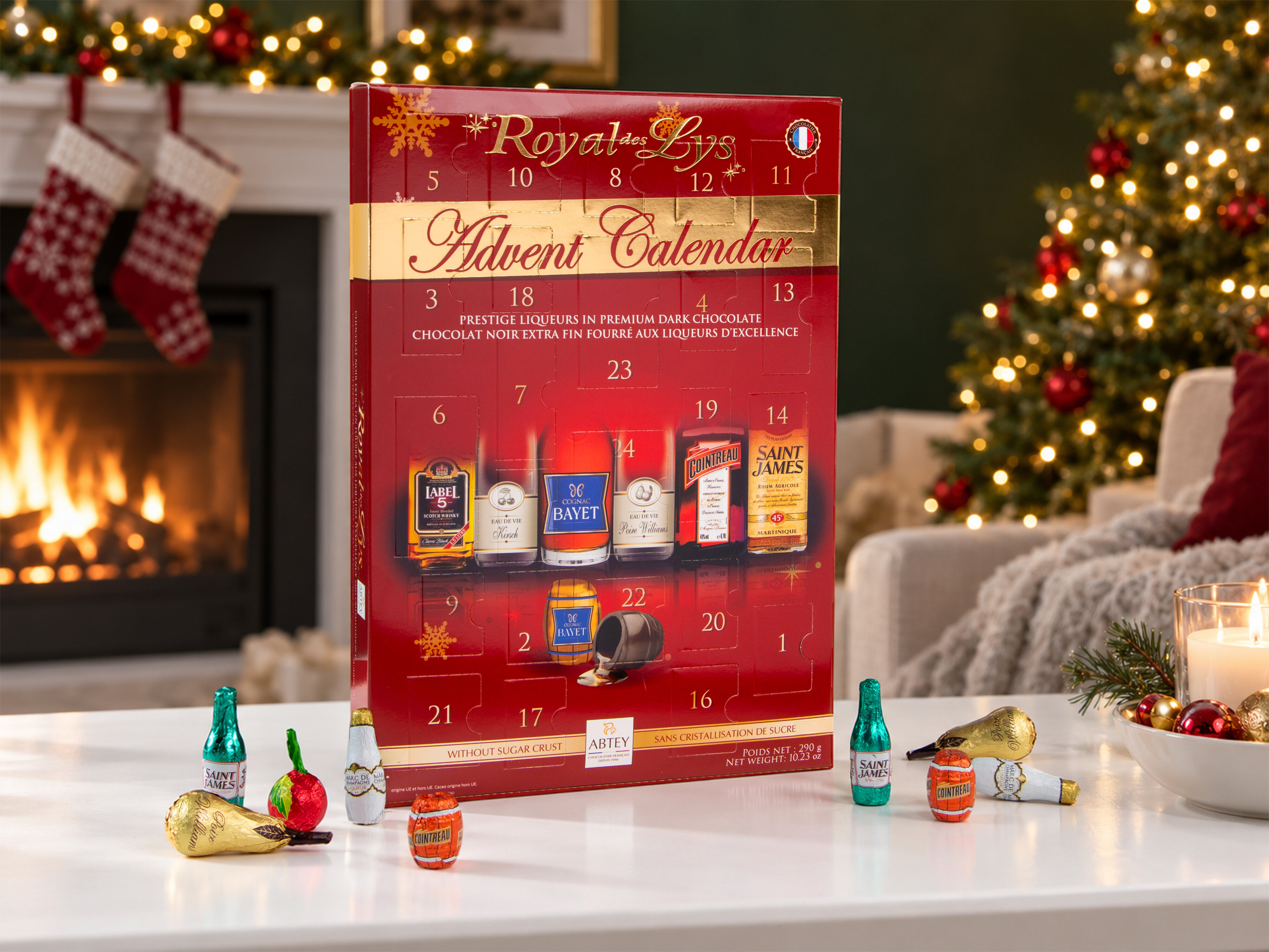 Adventskalender mit alkoholgefüllter Schokolade - Royal des Lys