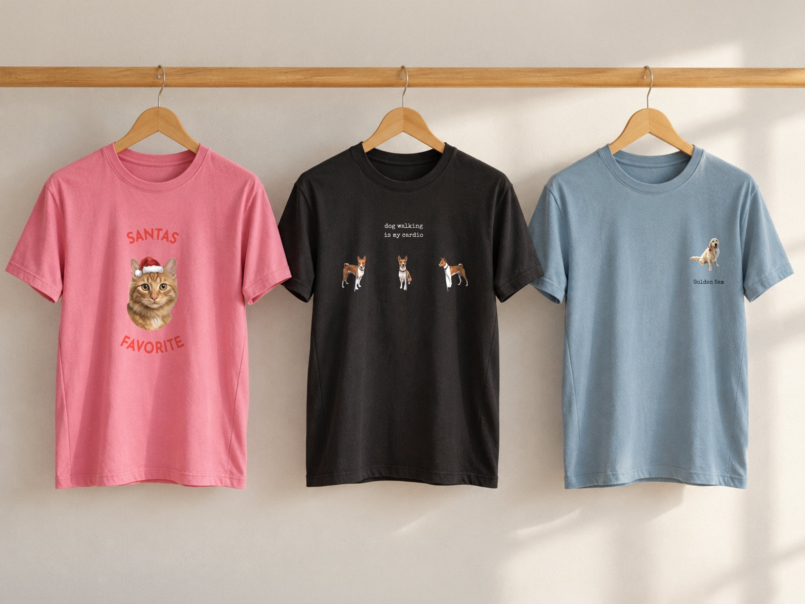 Premium T-shirt med illustreret foto & tekst - Kæledyr