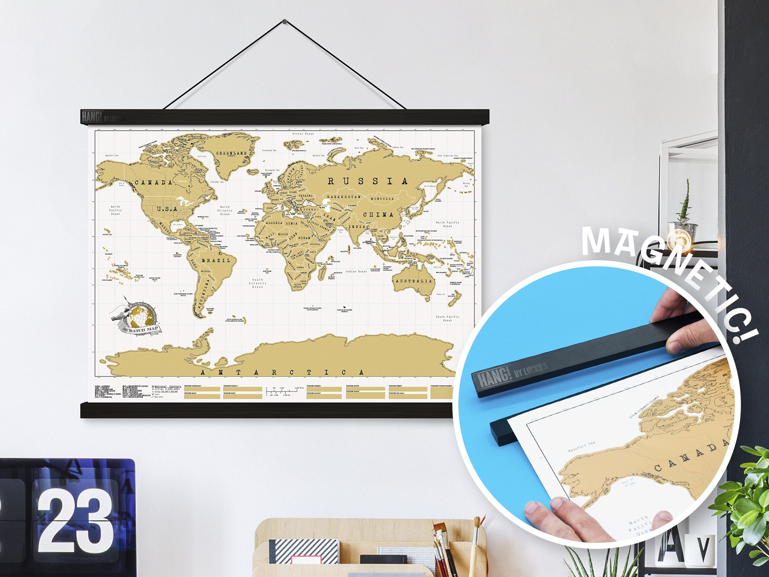 Magnetische Posterschiene für scratch map